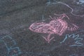 Children Chalk Drawings Asphalt Concrete Outdoors Public Urban P