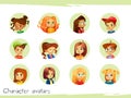 Children characters avatars illustration of cartoon boy and girl kids icons for for social network chat user profile Royalty Free Stock Photo