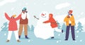 Children Characters Gleefully Munch On Freshly Fallen Snow, Lick Icicles and Catch Snowflakes with Mouth