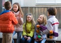 Children chatting outdoors Royalty Free Stock Photo