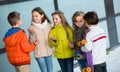 Children chatting outdoors Royalty Free Stock Photo