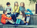 Children chatting outdoors Royalty Free Stock Photo