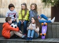 Children chatting outdoors Royalty Free Stock Photo