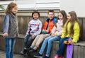 Children chatting outdoors Royalty Free Stock Photo