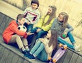 Children chatting outdoors Royalty Free Stock Photo