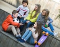 Children chatting outdoors Royalty Free Stock Photo