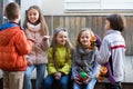 Children chatting outdoors Royalty Free Stock Photo