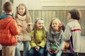 Children chatting outdoors Royalty Free Stock Photo