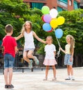 Children with chinese jumping rope Royalty Free Stock Photo