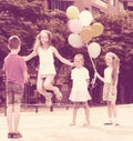 Children with chinese jumping rope Royalty Free Stock Photo