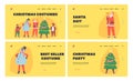 Children in Christmas Costumes Landing Page Template Set. Kids Performing on School or Kindergarten Matinee Royalty Free Stock Photo