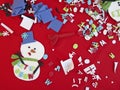 Children Christmas Craft Art Supplies and Material Royalty Free Stock Photo