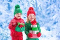 Children with Christmas presents Royalty Free Stock Photo