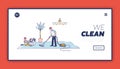 Children cleaning house help parents, family website landing page design