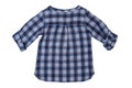 Children clothes. Fashionable blue checkered kids girl shirt wit