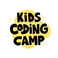 Kids coding camp- hand drawn lettering Royalty Free Stock Photo