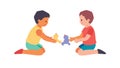 Children Collaborating with Puzzle Pieces, Teamwork and Learning, vector design Generative AI Royalty Free Stock Photo