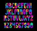 Children colorful geometric font vector alphabet, kid play game typeset, original letters can be used for logo creation, uppercase