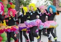 Children in colorful wigs Royalty Free Stock Photo