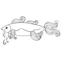 A children coloring book,page a cartoon fish image for relaxing.Line art style illustration for print Royalty Free Stock Photo