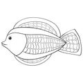 A children coloring book,page a cartoon fish image for relaxing.Line art style illustration for print Royalty Free Stock Photo