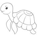 A children coloring book,page a cartoon turtle image for relaxing.Line art style illustration for print