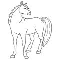 Children coloring book,page a cute horse image for relaxing.Line art style illustration for print