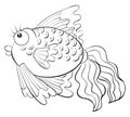 A children coloring book,page for relaxing,a cartoon fish image.Line art style illustration Royalty Free Stock Photo