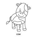 Children coloring book on the theme of animal vector, cow Royalty Free Stock Photo