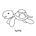 Children coloring book on the theme of animal vector, turtle Royalty Free Stock Photo