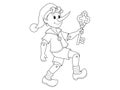 Children coloring, character of fairy tales, pinocchio with a key.