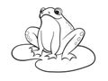 Children coloring, a frog is sitting on a water lily. Black and white snowflake. Cartoon vector