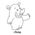 Children coloring on the theme of animal vector, rhino