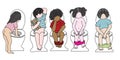 children on commode toilet different poses vector illustration