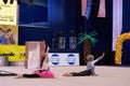 Children compete in international competitions on sport gymnastics