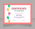 Children competition winner certificate design template Royalty Free Stock Photo