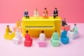 people colourful illustration music performance trend art concept modern piano. Generative AI.