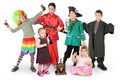 Children in costumes on white Royalty Free Stock Photo