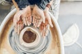 Children creating a beautiful vase in the workshop Royalty Free Stock Photo