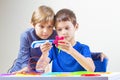 Children creating with 3d printing pen Royalty Free Stock Photo