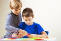 Children creating with 3d printing pen Royalty Free Stock Photo