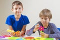 Children creating with 3d printing pen Royalty Free Stock Photo