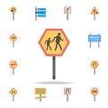 Children crossing colored icon. Detailed set of color road sign icons. Premium graphic design. One of the collection icons for Royalty Free Stock Photo