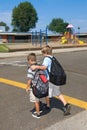 Children crossing street Royalty Free Stock Photo