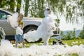 children dance and relax at the foam disco in Aizkraukle 28