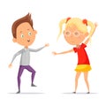 Children dancing or cartoon boy with girl moving Royalty Free Stock Photo