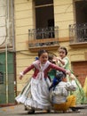 Children Dancing in the Street during the annual Celebration of Las Fallas, Valencia, Spain