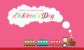 Children day with train style banner Royalty Free Stock Photo