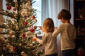 Children decorating the Christmas tree