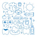 Children Dental care doodle element collection